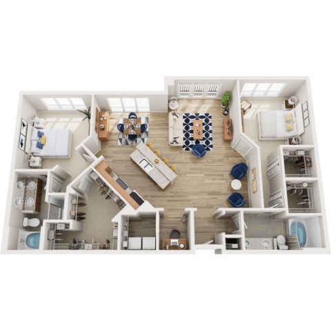 Floor plan for 2 beds, 2 baths, 1528 sqft